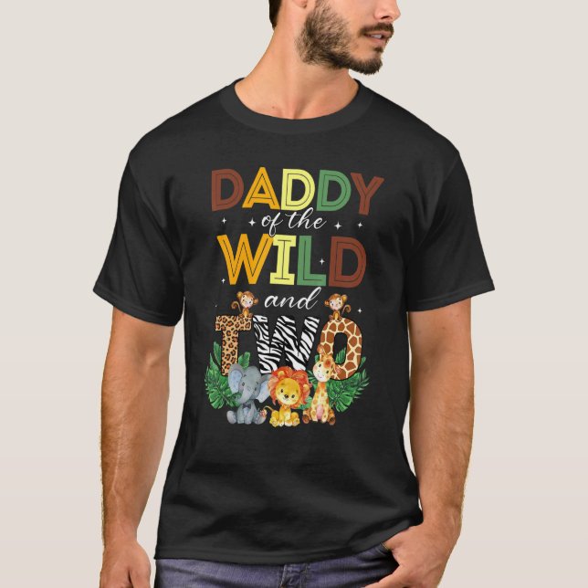 Papa des wilden Zwei-Zoo-Birthday-Safari-Dschungel T-Shirt (Vorderseite)