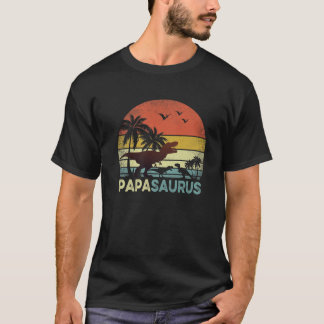 Papa Dinosaur Papasaurus 2 Zwei Kinder T-Shirt