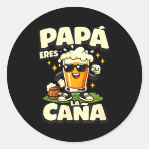 Papa du bist der Hammer lustiges spanisches Bier V Runder Aufkleber
