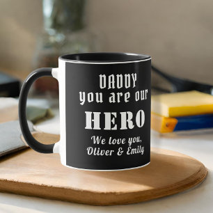 Papa, du bist unser Held Vater Familie Schwarz Tasse