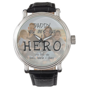 Papa, du bist unser Held Vollbild Vatertag Armbanduhr