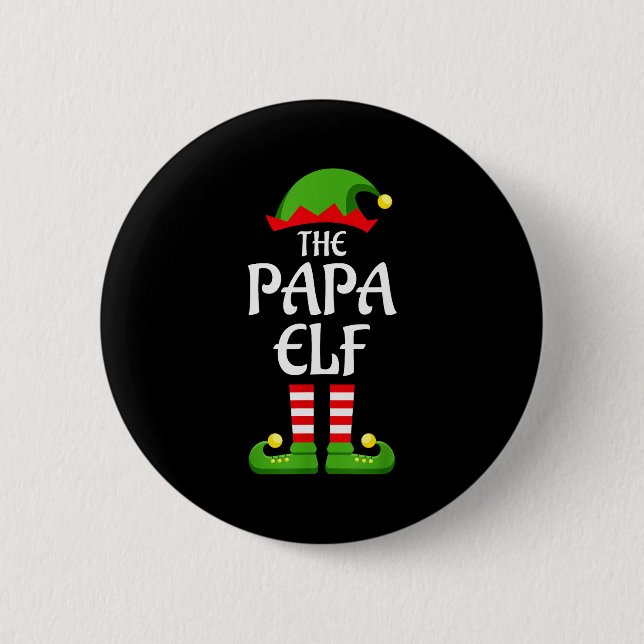Papa Elf Family Matching Group Christmas Dad  Button (Vorderseite)