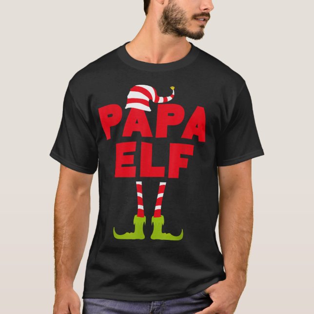 Papa Elf Funny Matching Weihnachtskostüm T-Shirt (Vorderseite)