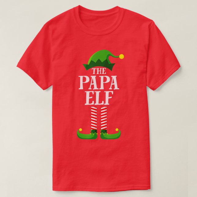 Papa Elf Matching Family Group Weihnachts-Party T-Shirt (Design vorne)