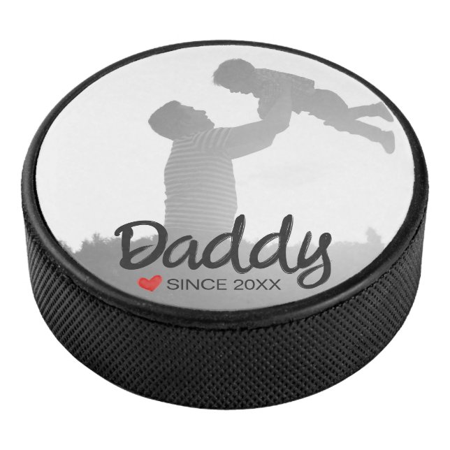 Papa, erster Vatertag, erster glücklicher Vater Eishockey Puck (3/4)