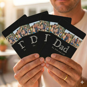 Papa Est. White Bold Minimale Text 3 Fotos Spielkarten