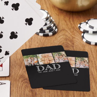 Papa Est. White Bold Minimale Text 3 Fotos Spielkarten