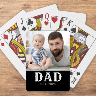 Papa Established Fett Typography Schwarz Foto Spielkarten