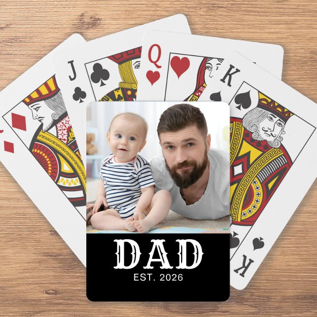 Papa Established Fett Typography Schwarz Foto Spielkarten (Von Creator hochgeladen)