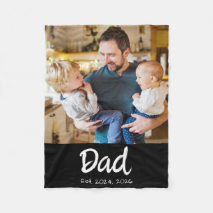 Papa Established Foto Schwarze Schrift Fleecedecke