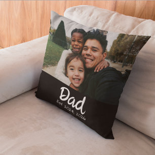Papa Established Foto White Schrift Kissen