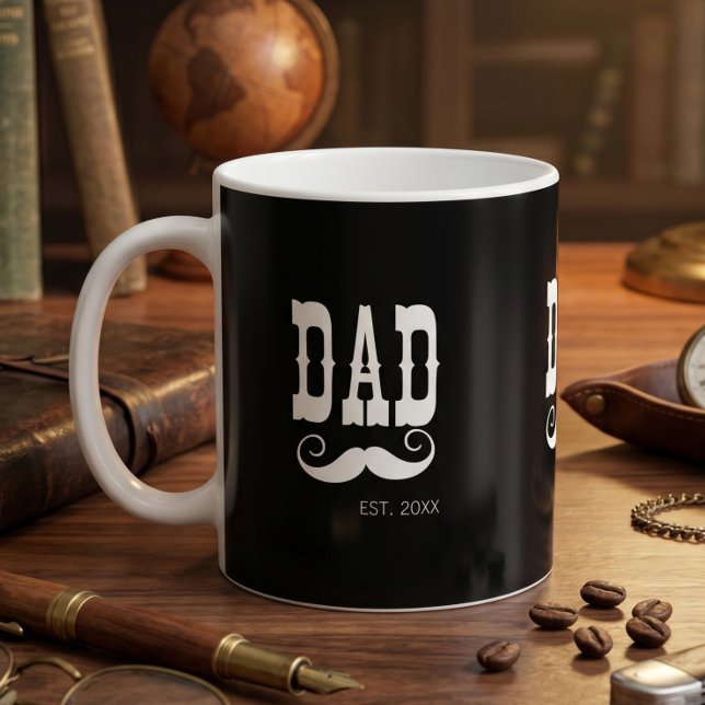Papa Established Schnurrbart Jahr westlicher Vinta Kaffeetasse (Von Creator hochgeladen)