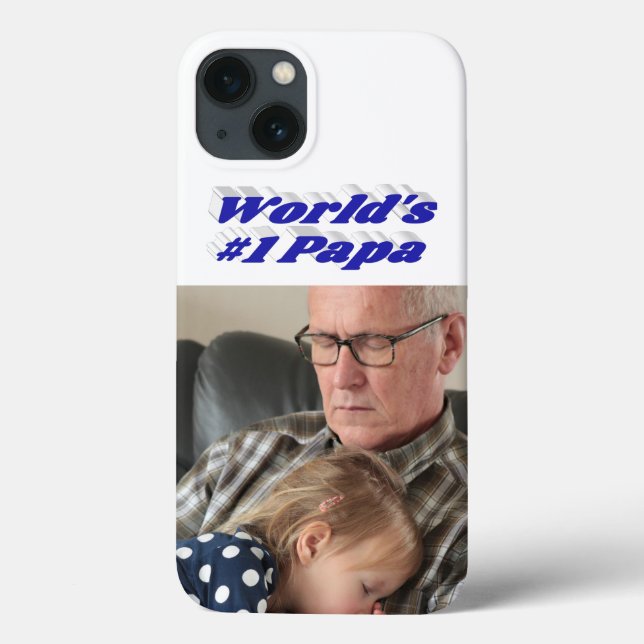 Papa-Foto mit blauem Text  Case-Mate iPhone Hülle (Rückseite)