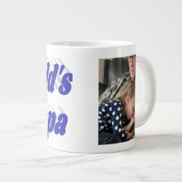 Papa-Foto mit blauem Text Jumbo-Tasse