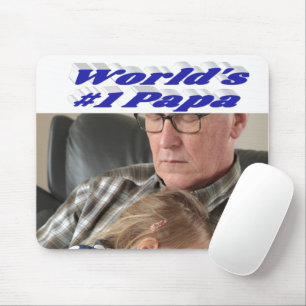 Papa-Foto mit blauem Text Mousepad