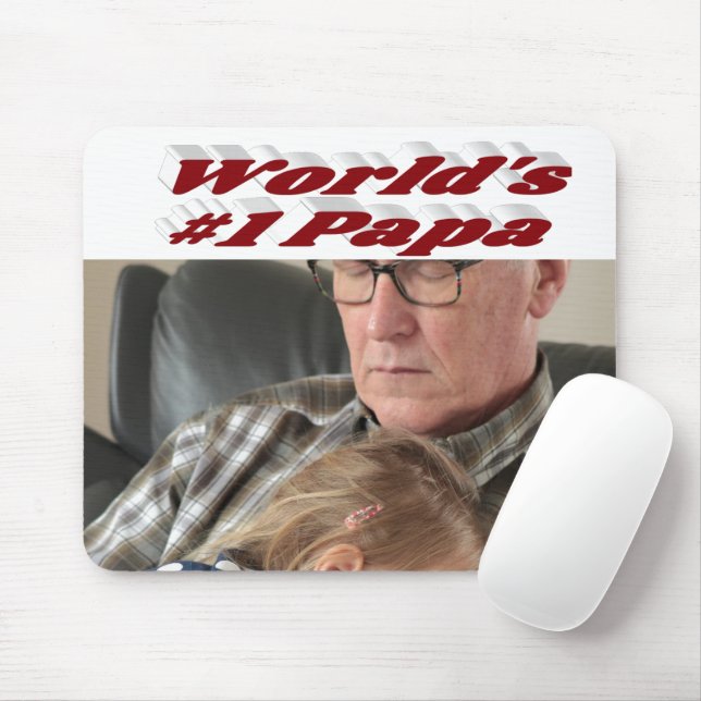 Papa-Foto mit bordeauxfarbenem Text Mousepad (Mit Mouse)