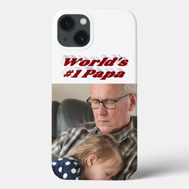 Papa-Foto mit burgunderrotem Text Case-Mate iPhone Hülle (Rückseite)