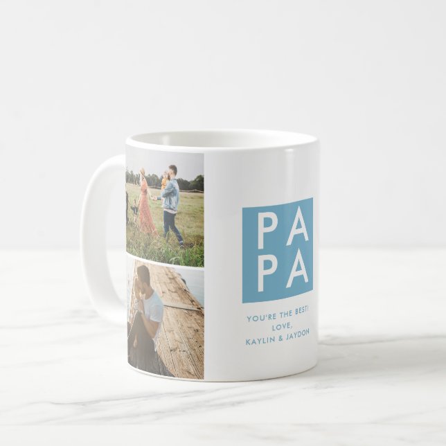 Papa-FotoCollage des Vaters Kaffeetasse (Vorderseite Links)