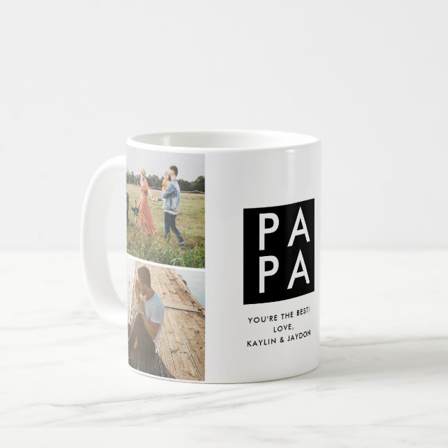 Papa-Fotocollage-Tasse des Vaters Kaffeetasse (Vorderseite Links)
