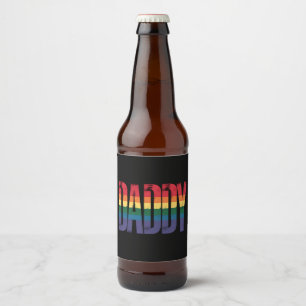 Papa Gay Pride Monat LGBTQ Vatertag Regenbogen Bierflaschenetikett