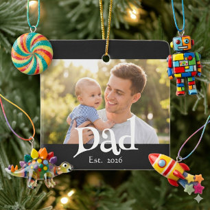 Papa Gegründet Foto Schwarz Lustig Fett Einfach Keramikornament