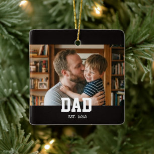 Papa gegründet Foto Vatertag Geschenk Schwarz Keramikornament
