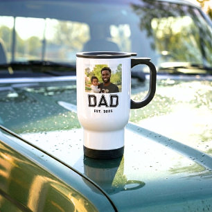 Papa Gegründet Jahr Fett Schwarz Weiß Foto Geschen Reisebecher