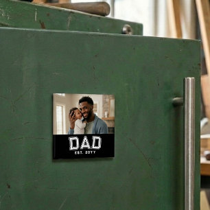 Papa Gegründet Jahr Fett Weiß Schwarz Foto Magnet