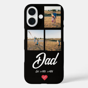Papa Gegründet Weiße Schrift Rotes Herz 3 Foto iPhone 16 Hülle