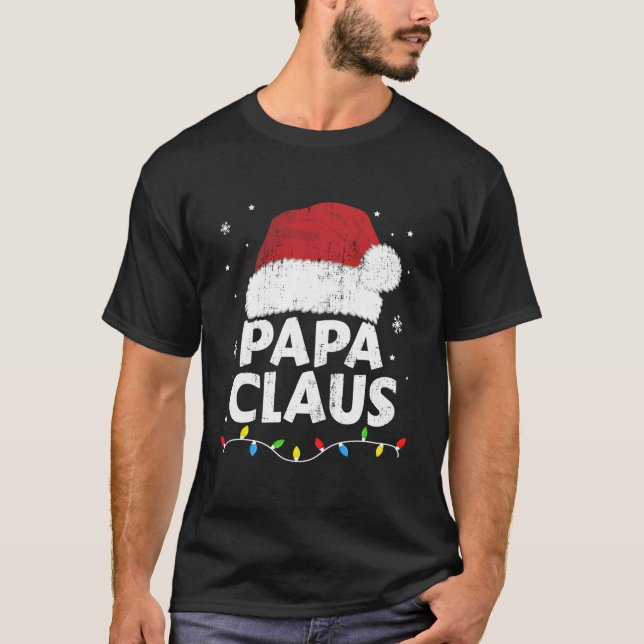Papa Grandpa Claus Lights Family Pajama T-Shirt (Vorderseite)