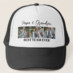 Papa & Grandson Bestes Team je Custom 3 Fotos Truckerkappe