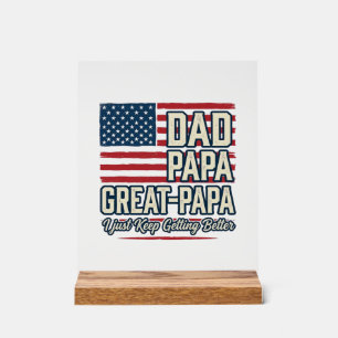 Papa Great-Papa Patriotisches Vintage-Familien-Shi Acrylschild