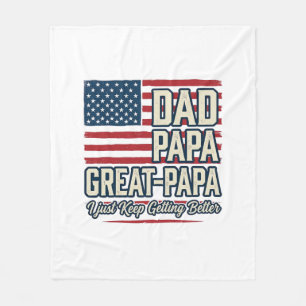 Papa Great-Papa Patriotisches Vintage-Familien-Shi Fleecedecke