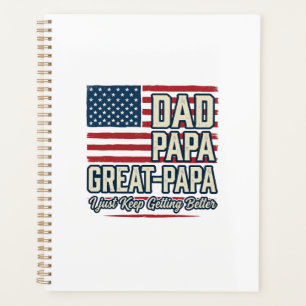 Papa Great-Papa Patriotisches Vintage-Familien-Shi Planer