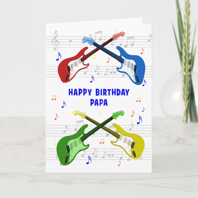 Papa Guitars Birthday Card Karte (Vorderseite)