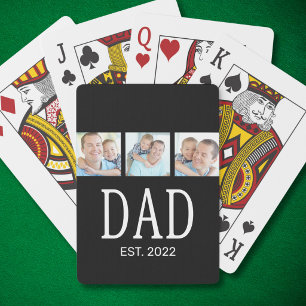 Papa hat 3 Foto Schwarz gegründet Spielkarten