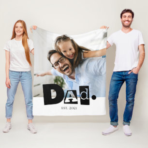 Papa hat benutzerdefiniertes Familienfoto modern e Fleecedecke