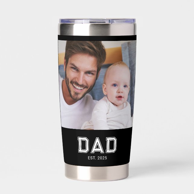 Papa hat Bold Black 2 Foto gegründet Thermobecher (Vorderseite)