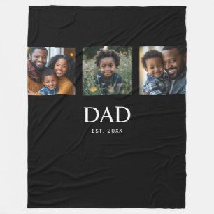 Papa hat Bold Simple Black 3 Foto gegründet Fleecedecke