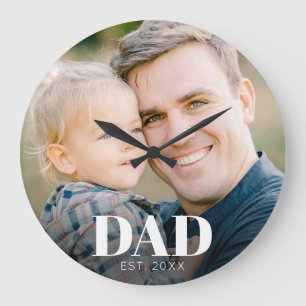 Papa hat das Papa-Tag-Foto gegründet Große Wanduhr