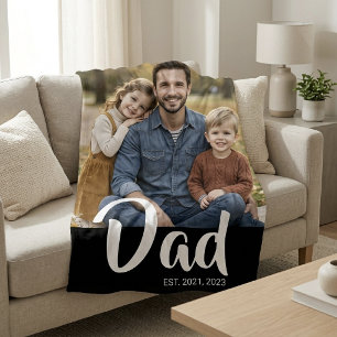 Papa hat die moderne schwarze Schriftart-Foto-Vorl Fleecedecke