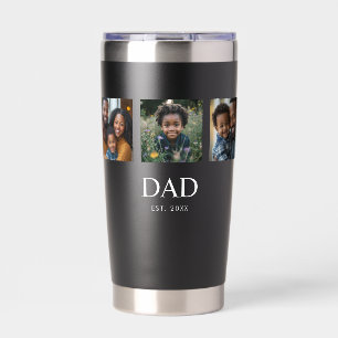 Papa hat einfaches Schwarz 3 Foto eingerichtet Thermobecher