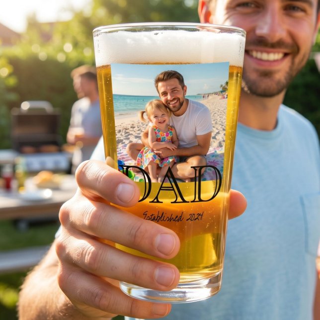Papa hat Foto Minimal Vatergeschenk Glas (Von Creator hochgeladen)