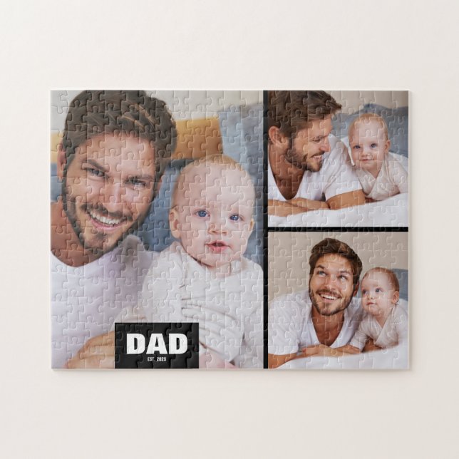 Papa hat modern 3 Foto eingerichtet Puzzle (Horizontal)