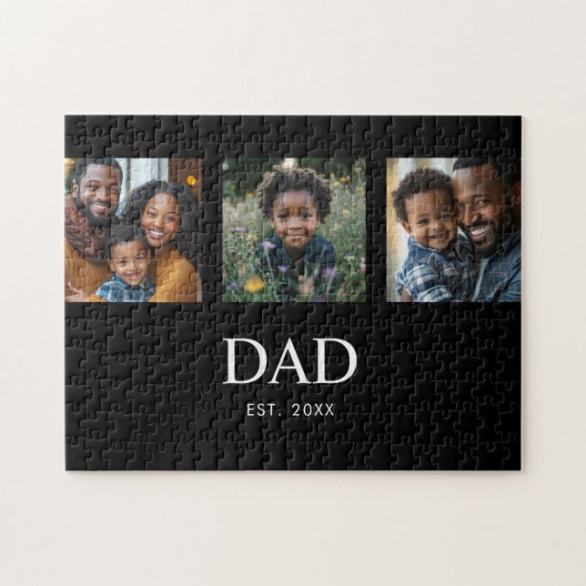 Papa hat modern fett simpel schwarz 3 Foto Puzzle (Horizontal)
