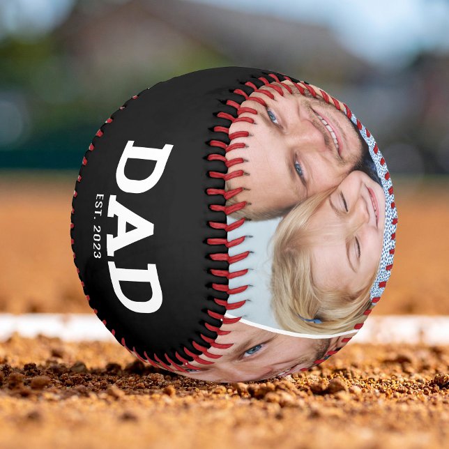 Papa hat moderne schwarze 3-Foto-Collage eingerich Baseball (Von Creator hochgeladen)