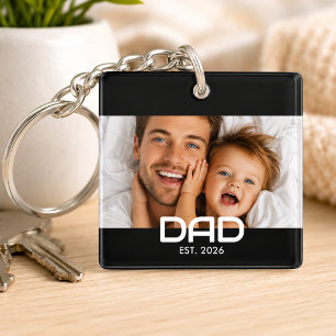 Papa hat modernes fettes Foto eingerichtet Schlüsselanhänger