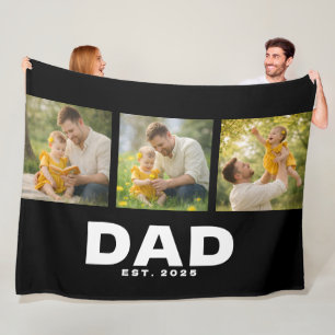 Papa hat modernes, fettes, schwarzes 3-Foto einger Fleecedecke