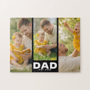 Papa hat modernes, fettes, schwarzes 3-Foto einger Puzzle