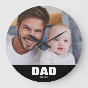 Papa hat modernes weißes fettes Foto rund eingeric Große Wanduhr